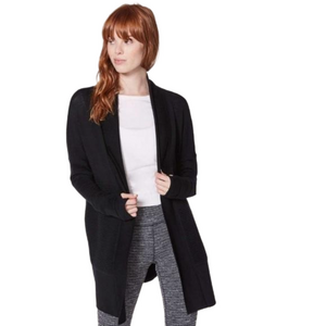 Lululemon Sit In Lotus Wrap II Knit Casual Open Front Cardigan Sweater Black, 4